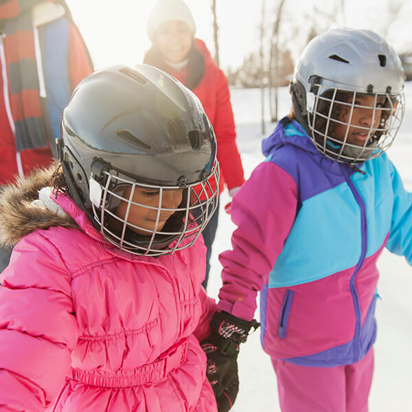 Children in hockey gear