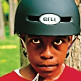 Child wearing helmet