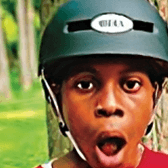 Child wearing helmet