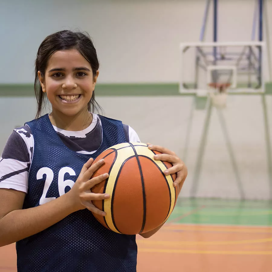 Youth with basketball